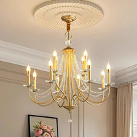 Lustre en cristal français de luxe, style vintage américain, pour villa haut de gamme, salon, salle à manger, éclairage domestique.