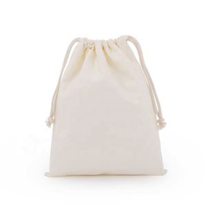 Recycle Muslin Eco-friendly Cotton <b>Canvas</b> Fabric Gift Packaging Pouch Flat Bottom Organic Soft <b>Drawstring</b> <b>Bag</b> Rope Handle Custom - Product Image 2