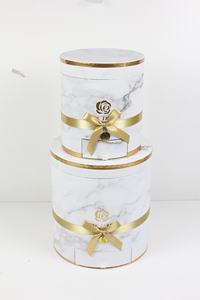 Высококачественная однотонная круглая коробка с бронзовым узором, <span class=keywords><strong>2</strong></span> подарочные коробки, круглая цветочная упаковка, Цветочная коробка с ящиком - Product Image 3