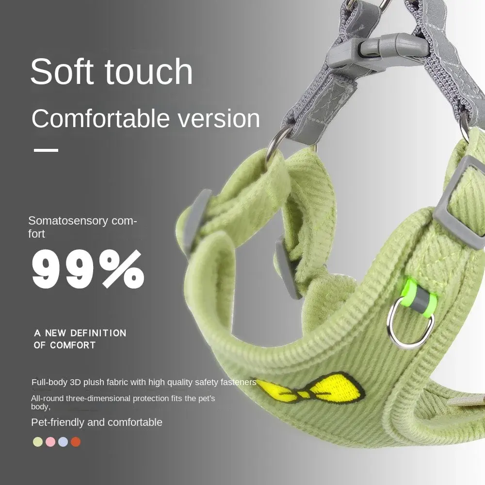 Corde de traction personnalisée pour chien Gilet brodé Sangle pour chiot Sangle de poitrine en velours côtelé pour animal de compagnie Corde pour chien