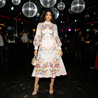 Robe longue amincissante style royal vintage à taille haute, manches bouffantes et ourlet à volants, nouvelle collection été 2026 pour femme