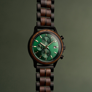 Luxury Walnut Wood Stainless Steel <strong>Watch</strong> with Chronograph - Product Image 3