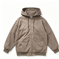 Blouson d'hiver surdimensionné à capuche en coton tissé, style workwear vintage, brodé, pour homme, personnalisable, coupe bomber, fermeture éclair intégrale, OEM ODM, décontracté