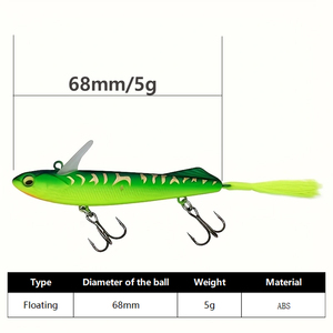 Señuelo Flotante Tipo Lápiz <span class=keywords><strong>de</strong></span> 68mm/5g con Cola <span class=keywords><strong>de</strong></span> Pluma y Deflector Frontal, Acción Flotante Estable, Destello y Salpicaduras para Atraer Peces, Lanzamiento Largo - Product Image 2