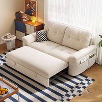 Canapé-lit design simple blanc crème, canapé-lit moderne en tissu, canapé-lit convertible pour salon, canapé-lit double pour la maison et l'appartement