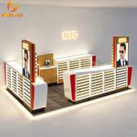 Vitrine sur pied en verre avec éclairage LED pour magasin d'optique, kiosque de présentation personnalisé pour lunettes de soleil et lunettes de vue, rangement écologique