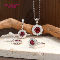Boucles d'oreilles clous en rubis de laboratoire rouge sang de pigeon, collier et bague en moissanite pour femme, bijoux en argent S925 pour fiançailles et mariage