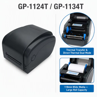 Gprinter GP1124T Printer Label Transfer Termal Bluetooth 203dpi 118mm USB Ribbon 2~6 inci/dtk Nirkabel untuk Label Ritel Perhiasan