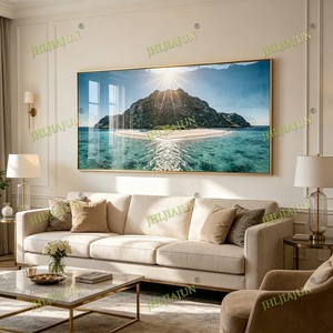 Peinture murale LED personnalisée en porcelaine cristalline, anti-UV, encadrée, motif île tropicale, paysage marin, pour salon, décoration intérieure, vente en gros - Product Image 3