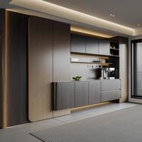 Buffet finition crème mate avec séparateur de couverts pour une salle à manger familiale de style farmhouse chaleureux