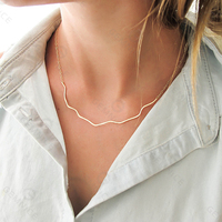 Collier ras du cou Gemnel en argent sterling 925, forme ondulée, style minimaliste