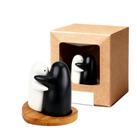 Salières et poivrières en céramique faites à la main, motif ours, finition brillante, pour herbes et épices, pots de condiments de table