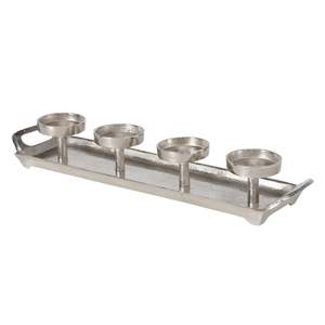 Plato de hoja de madera Portavelas de luz en T de aluminio para decoración 2024 Soportes de pilar de vela únicos superventas Soportes Best Seller - Product Image 4