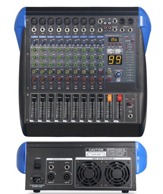 8 Channel Dj Player Usb Audio Mixing 99 DSP Effects Professional Powered Music Console Dj Mixer with Power Amplifier
