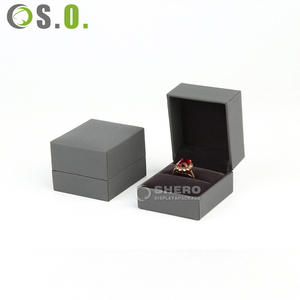 Caja de Joyería Gris de Alta Gama con Logotipo Personalizado, Caja de Anillos de Papel Imitación Cuero, Caja de Joyería para Pendientes, Pulseras y Collares para Boda - Product Image 2