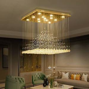 Lustre en cristal rectangulaire moderne et simple, lampe de salon, salle à manger, hôtel, restaurant, pyramide - Product Image 1