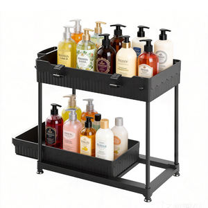 Promotion : Organisateur de rangement multifonctionnel en plastique à 2 niveaux pour sous évier de cuisine avec tiroir coulissant - Product Image 1