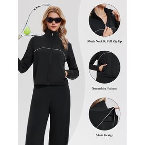 Women's 2 Piece Tracksuit <b>Zip</b> <b>Up</b> Long Sleeve Sweatshirt Wide Leg Sweatpants Matching Set Casual Lounge Wear Autumn Breathable - Product Image 4
