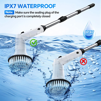 Brosse de nettoyage électrique rotative 4-en-1, étanche, sans fil, avec recharge USB-C, en ABS+PP
