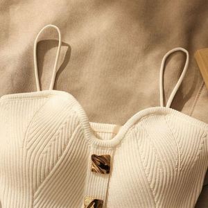 2023 été nouvelle mode petit parfum tricoté Sexy soutien-gorge sangle fronde réservoir femmes sans manches dos haut court - Product Image 5