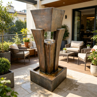 Fuente de Agua en Columna Geométrica, Chorro de Lluvia Vertical, Decoración para Jardín Exterior, Venta al Por Mayor
