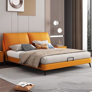 Cadre de lit en métal en gros de Chine, taille Queen ou King, avec tête de lit en bois ou rangement sous le lit, lits à lattes en bois faciles à assembler - Product Image 2