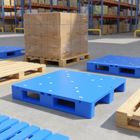 Palette en plastique 1100x1100x165mm, économique, à 4 voies, simple face, robuste, pour stockage industriel, rayonnage d'entrepôt, HDPE, logistique