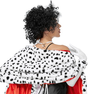 Disfraz de Cruella De Vil, Vestido con Estampado de Dálmata en Blanco y Negro, Peluca y Chal, para Mujer Adulta, Halloween - Product Image 4