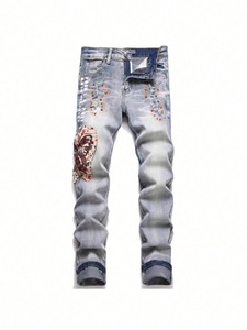Jeans déchirés de créateur en gros pour homme – Coupe slim décontractée, automne-hiver-printemps, coupe droite, color block, éco-responsable - Product Image 6