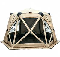 Tenda Sauna Terisolasi 6 Sisi Bentuk Heksagonal untuk Memancing di Es, 3.6M 220g 420D Oxford, dengan Lubang Cerobong/Perapian dan Jendela Jaring Transparan Besar