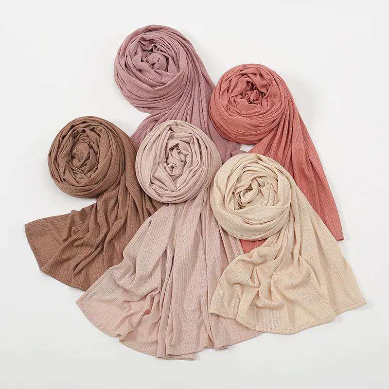 ZANDY ODM Foulard En Polyester 2023 Muslim Solid Color crinkle hijab scarf