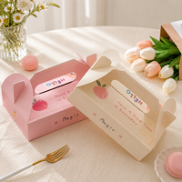 Caja de Embalaje para Panadería Ecológica y Aséptica con Logotipo Personalizado, Caja Portátil Blanca y Rosa para Pastel, Pan y Postres, Resistente a la Grasa