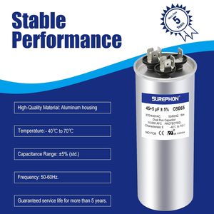 Condensador CBB65 aplicado para aire acondicionado Condensador de funcionamiento de marca Surephon de alta calidad Condensador de refrigerador - Product Image 5