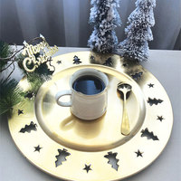 Assiettes de présentation en plastique poli pour le commerce international, motif sapin de Noël, design moderne, creuses, pour fêtes et restaurants occidentaux
