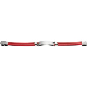 Bracciale alla Moda con Doppio Nastro Rosso e Acciaio - Product Image 1