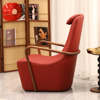 Fauteuil de loisirs en bois massif, fauteuil d'appoint rembourré, canapé simple moderne italien pour salon, hôtel