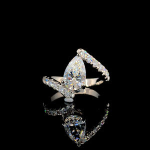 Custom Handmade Design with 14KT Solid Gold Trendy Style <b>Diamond</b> <b>Ring</b> Bypass Pear Cut Lab Grown <b>Diamond</b> Engagement <b>Ring</b> - Product Image 1