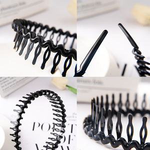 Diadema negra mate antideslizante para mujer, accesorio versátil para el cabello con hebilla de presión y borde dentado para niña - Product Image 6