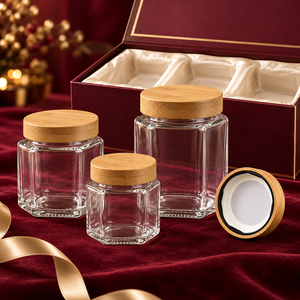 Personalización de Envases de Vidrio Hexagonales para Dulces, <span class=keywords><strong>Miel</strong></span> y Mermelada con Tapa de Madera, 180ml, 380ml, 730ml, Artículos de Cocina - Product Image 2
