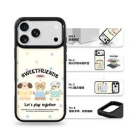 Coque de téléphone AG Feeling Black Edge avec motif Ours de fête doré pour iPhone 17, 17 Pro Max, 16 Pro, 15, 15 Pro Max, 15 Pro, 14 Pro Max – Coque magnétique