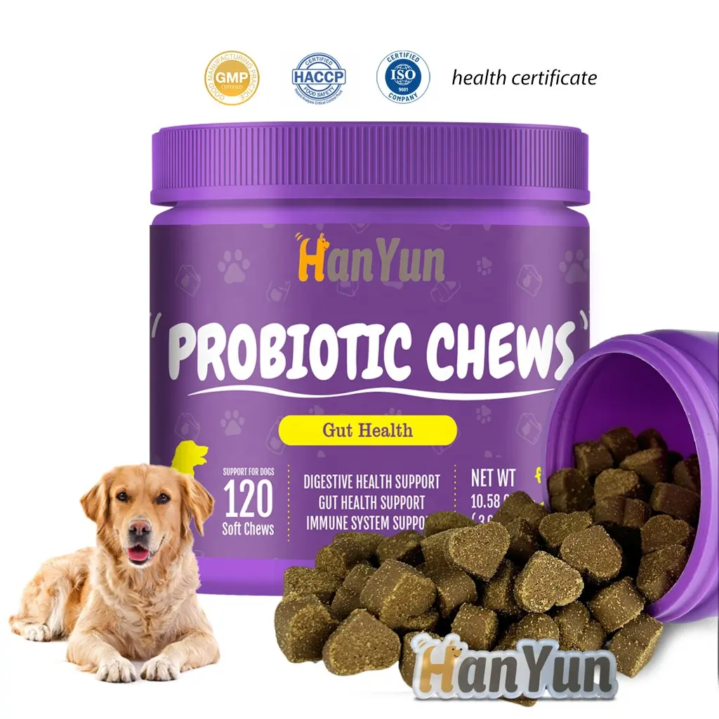 Atacado Private Custom Dog Treat Suplemento Probióticos Soft Chews Promover Healiny Intestino Digestivo e Saúde Imunológica Probióticos