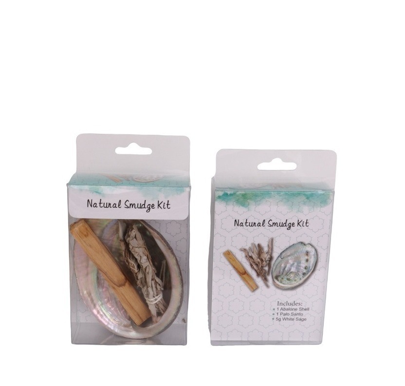 Set de Viaje de Madera Sagrada de Salvia Blanca Marrón y Concha de Abulón