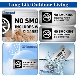Gebürstetes Aluminium Nichtraucher- und Kein-Vaping-Schild Modernes Doppelverbotsschild Langlebiges Metallschild für Büro, Hotel & Restaurant - Product Image 4