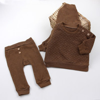 Ensemble 3 pièces en coton rembourré pour bébé nouveau-né, vêtements chauds d'automne et d'hiver, haut à manches longues, pantalon, tenue pour bébé de 0 à 12 mois, vente en gros, OEM personnalisé
