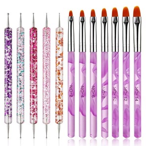 YOUXIN Double-Ended Synthetic Hair Acrylic Nail Art Brushes Dotting Tool Kit Flat Liner <b>Pens</b> Nail Painting Customized Logo - Product Image 2