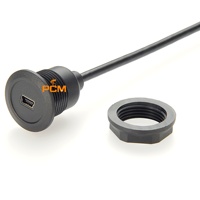 Cable de Extensión Mini USB de 22 mm, Montaje en Panel Redondo, Mini USB Macho a Mini USB Hembra, Cable de Montaje en Panel Mini USB de 0.3 m