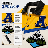 Veste universitaire en laine et cuir personnalisée pour hommes, color block, multi-patchs, style Letterman, Bomber, logo personnalisé, fabricant de marque privée