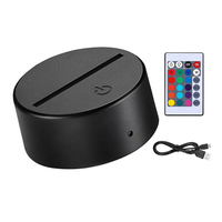 Lampe LED 3D à 16 couleurs, base en acrylique, décoration de Noël, affichage LED 3D illusion avec alimentation secteur