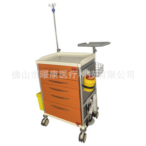 Chariot d'urgence Yao Kang YK-ET007 Orange en ABS, chariot de soins multifonctionnel avec support pour perfusion et 4 roues pivotantes - Product Image 3