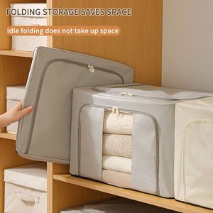 High-capacity Wardrobe Organize Visual Window Clothing <b>Storage</b> <b>Box</b> Clothes <b>Storage</b> Bins with Metal Frame - Product Image 3